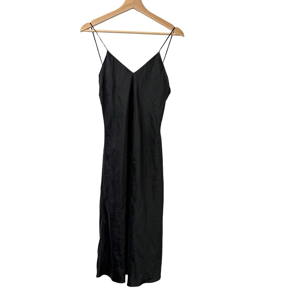Vintage Victoria’s Secret Black 100% Silk Slip Midi Dress Scoop Back Size Medium